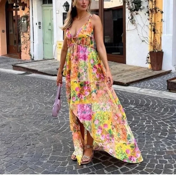 For Love And Lemons Floral High Low Dress - Picture 1 of 10